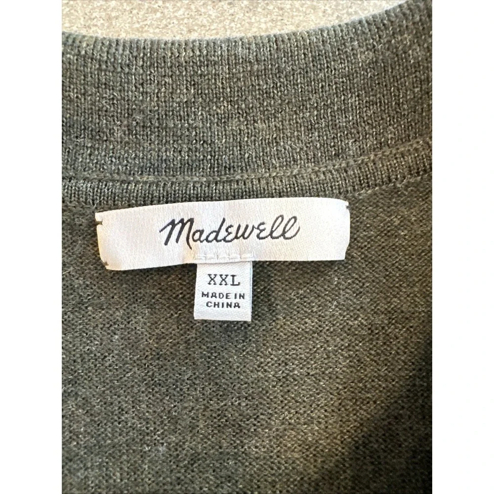 Madewell Polo Sweater Women Forrst Green Sz2XL Merino Wool Knit Pullover Casual